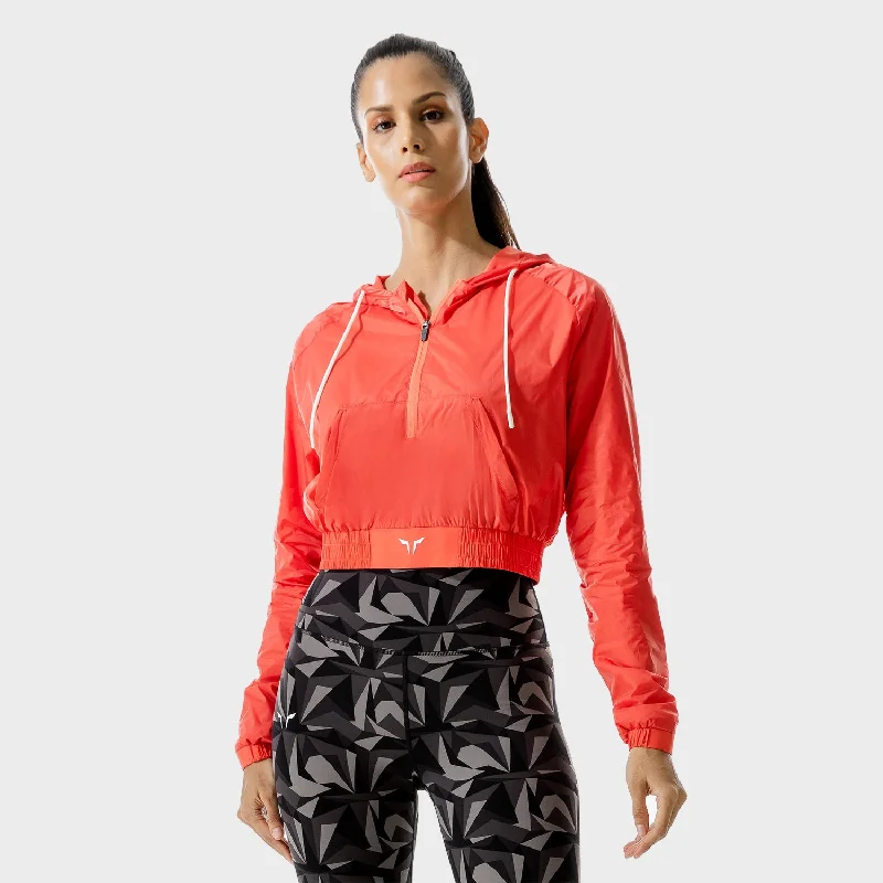 LAB360° Crop Jacket - Hot Coral Wool Fabric Cashmere Fabric Tweed Fabric