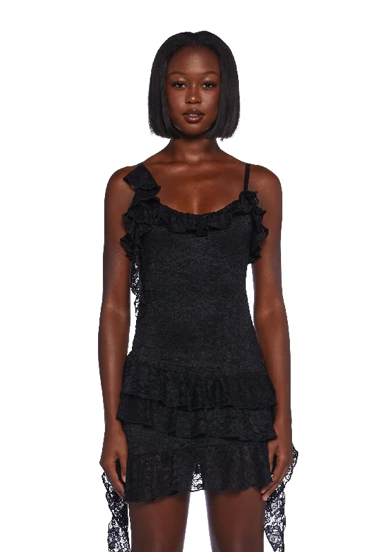 Margaux Mini Dress - Black Trendy Tie-Dye Mini Dress