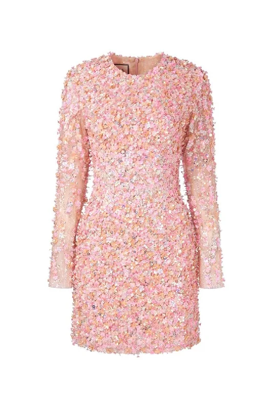 MIA PINK BEADED MINI DRESS Cozy Cotton Mini Dress