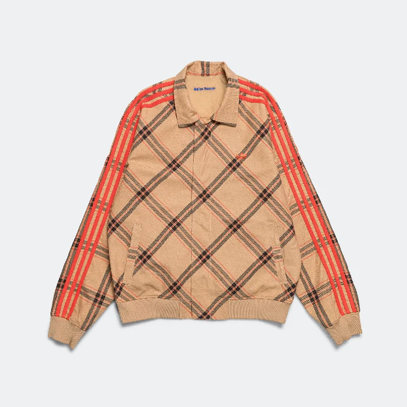 Reversible Harrington Jacket x Wales Bonner - Check Jacquard WB One-Shoulder Jacket Off-the-Shoulder Jacket Asymmetrical Jacket