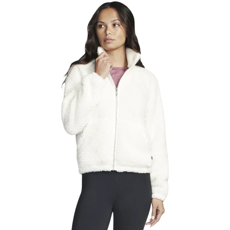 Skechers Go Snuggle Womens Sherpa Jacket A-Line Jacket Boat Neck Shawl Collar