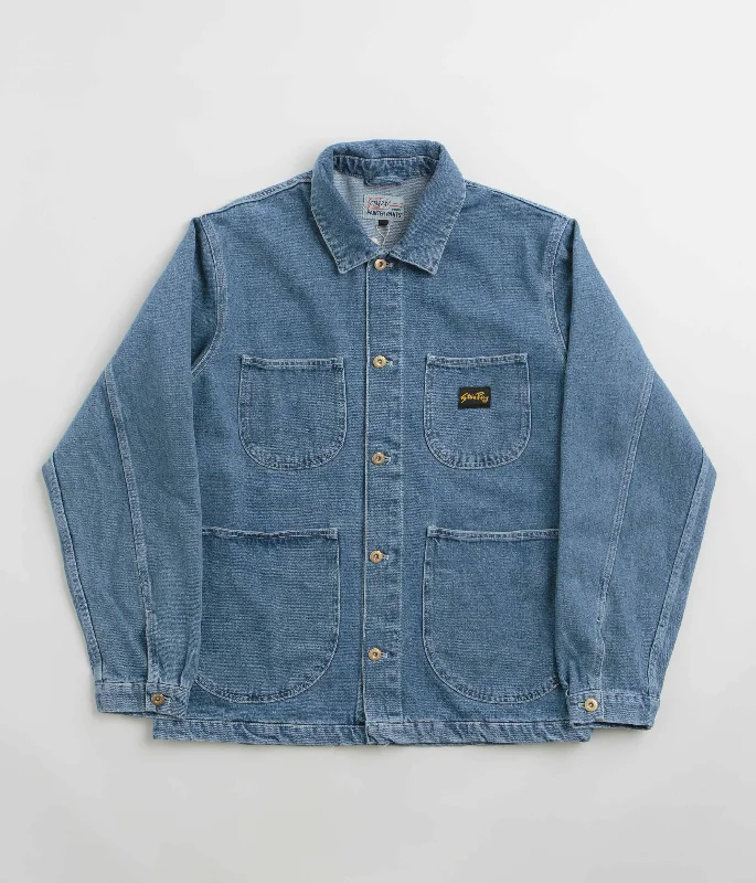 Stan Ray Coverall Jacket - Heavy Stone Wash Denim Insulated Jacket Fitted Jacket Loose Jacket