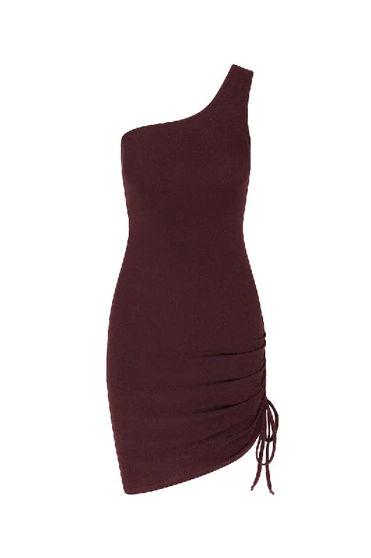 THE COCO TERRY ASYMMETRICAL MINI DRESS Elegant Mini Dress with Pleats