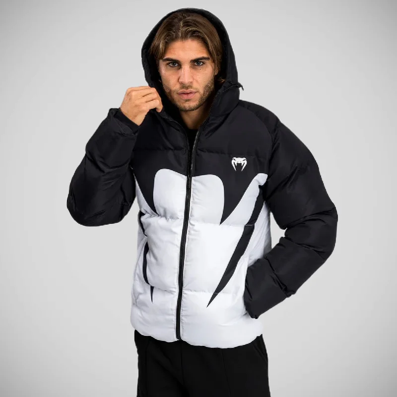 Venum Attack Down Jacket Black/White Tiered Jacket Buttoned Jacket Zippered Jacket