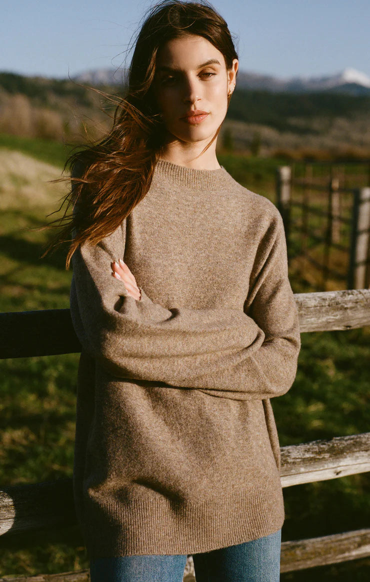 Z Supply Gia Crew Neck Sweater Cashmere Blend Cotton Blend Poly Blend