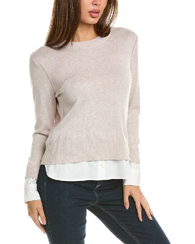 Alashan Cashmere Duet Shirttail Cashmere-Blend Sweater Spandex Blend Rayon Blend Denim Blend