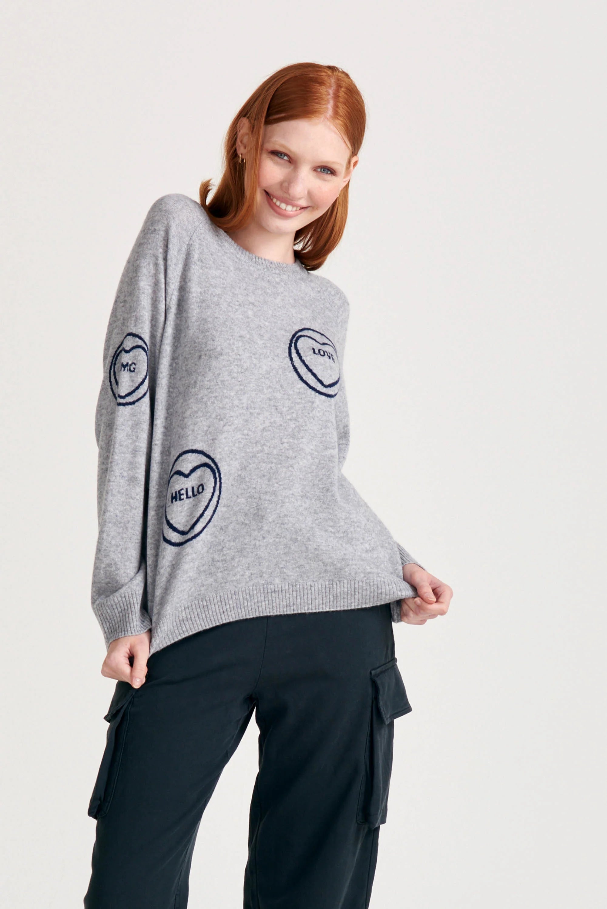 All Over Love Hearts Sweater Fitted Loose Oversized