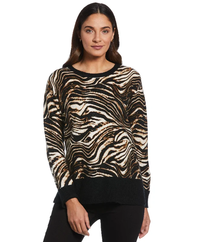 Animal Print Slouchy Sweater Mesh Fabric Canvas Fabric Denim Fabric