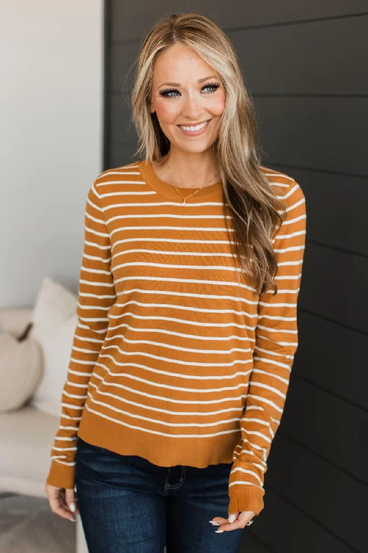 Break From Reality Striped Sweater- Marigold Chenille Blend Fleece Blend Nylon Blend
