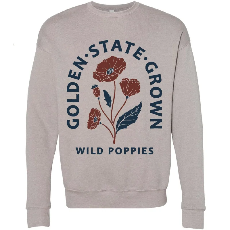 California Wild Poppies Drop Shoulder Sweater Glossy Satin Silk