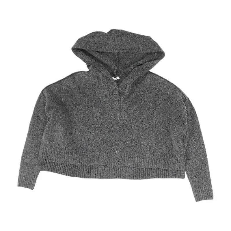 Charcoal Solid Cropped Sweater Spandex Blend Rayon Blend Denim Blend