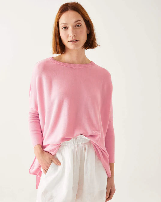 Mersea The Catalina Travel Sweater Impatiens Pink Terry Blend Velvet Blend Canvas Blend