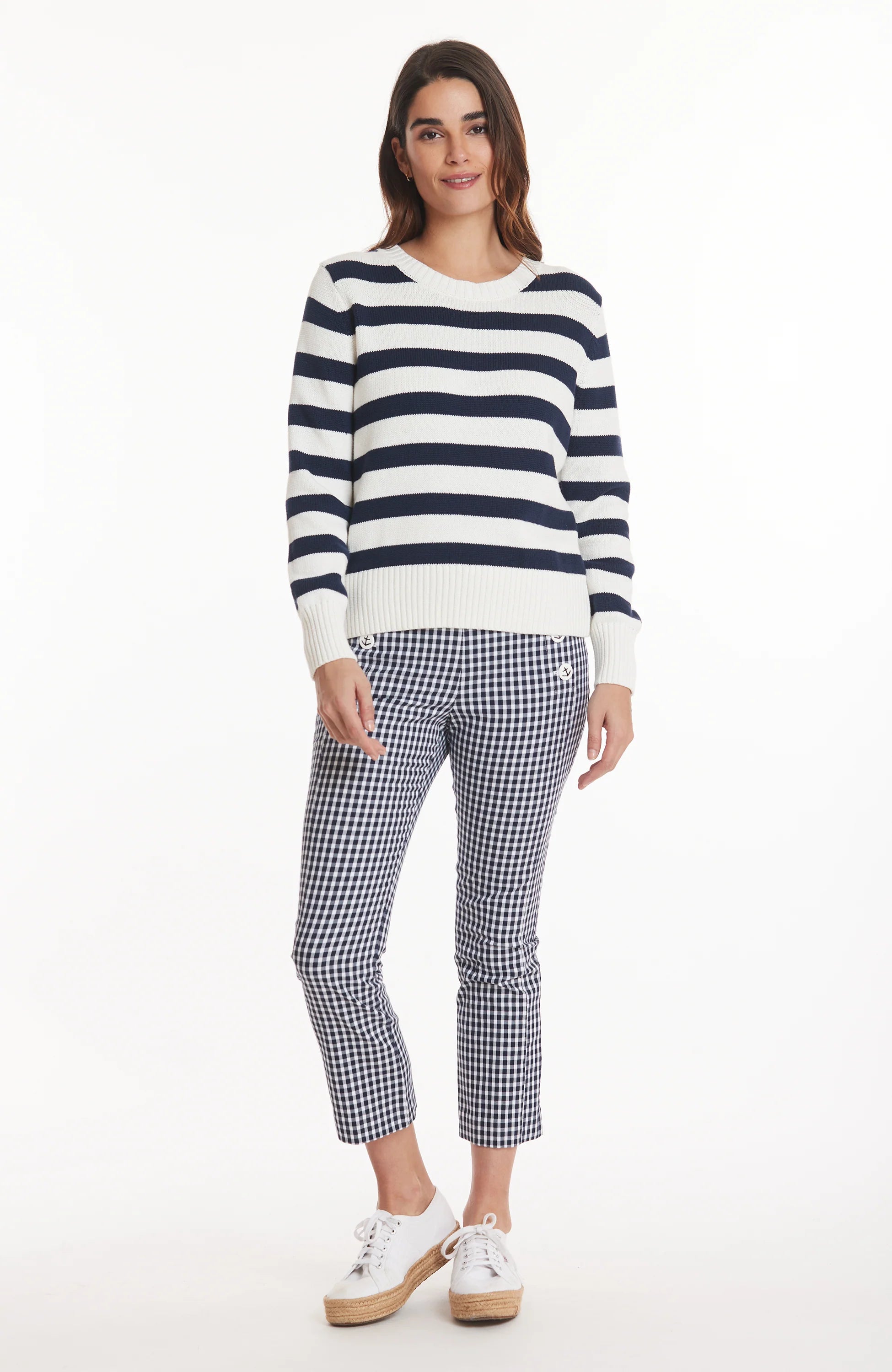 Tyler Boe Striped Cotton Sweater Navy/White Cashmere Blend Cotton Blend Poly Blend