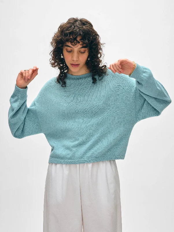 Cotton Linen Drop Shoulder Sweater Embroidered Appliqued Beaded