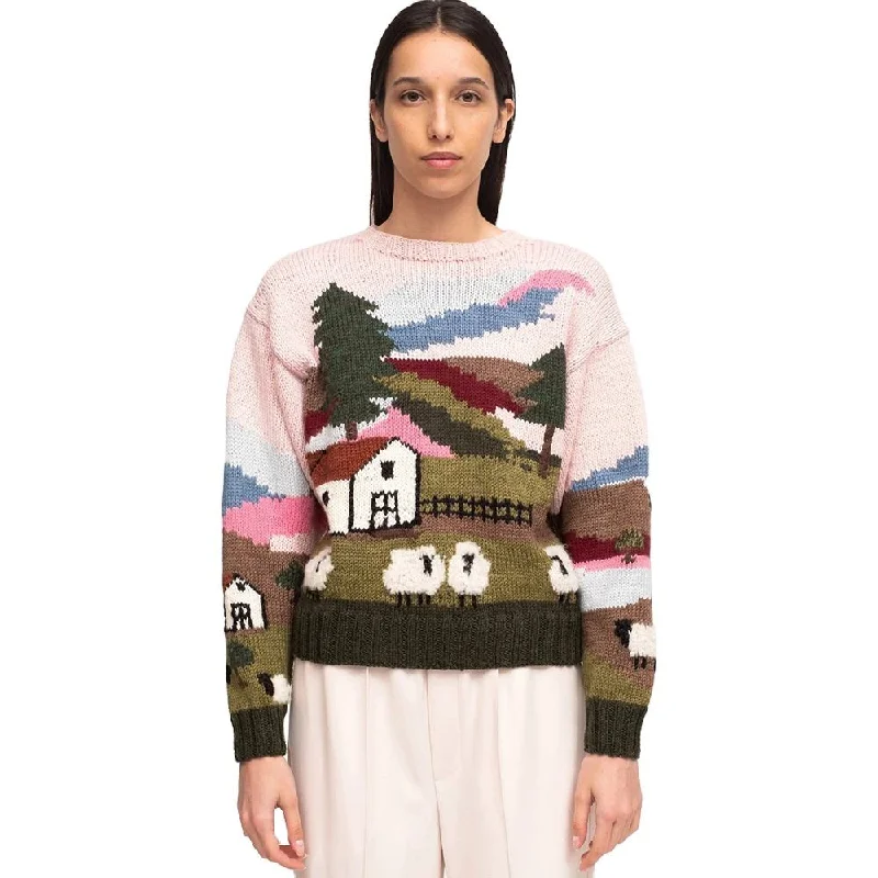 Custom intarsia women wool Knit Sweater for ladies with Long Sleeves Stretchy Elastic Breathable
