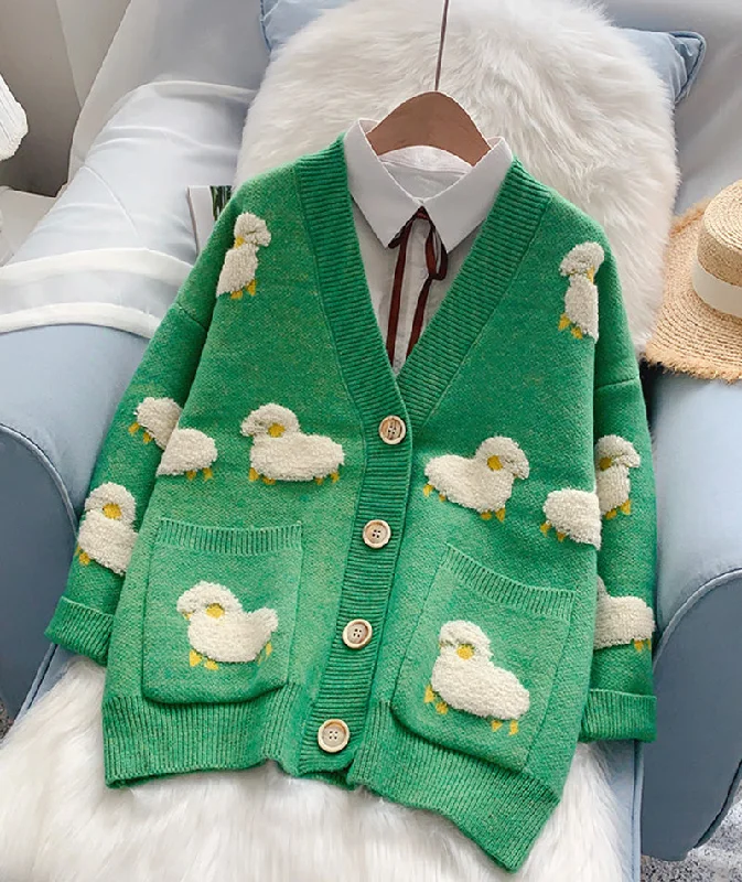 Cute sheep pattern sweater long sleeve sweater sweater coat spring and autumn clothing  156 Chenille Brocade Lace