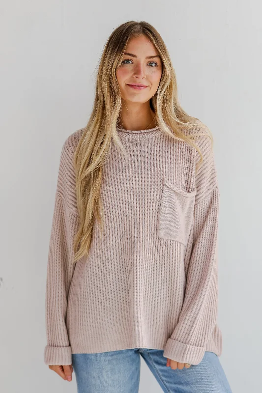 Fall Feelings Blush Oversized Sweater Seamless Knitted Crochet
