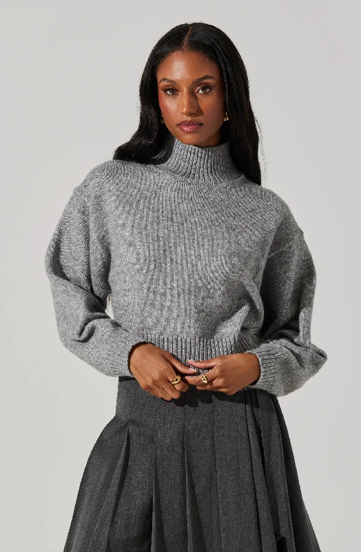 Fiala Mock Neck Sweater Toggled Drawstring Belted