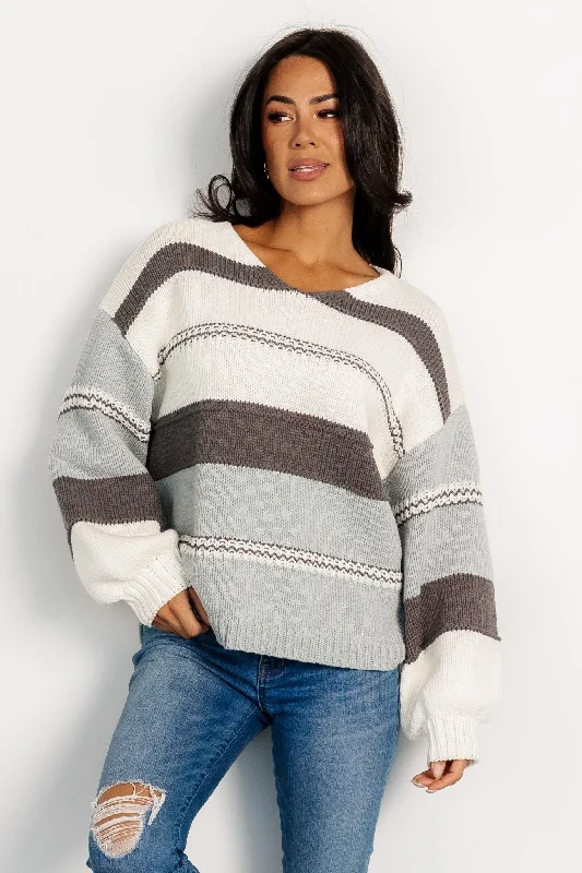 Glasgow Knit Sweater | Ivory Stripe Jersey Fabric Tulle Fabric Batik Fabric