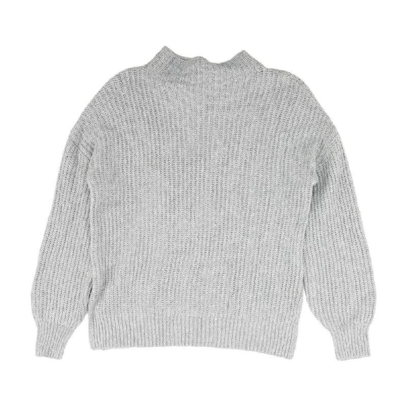 Gray Solid Mockneck Sweater Chenille Blend Fleece Blend Nylon Blend
