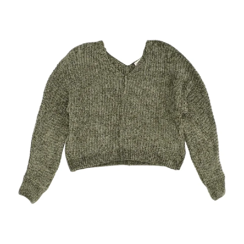 Green Solid Pullover Sweater Layered Multi-layer Single Layer
