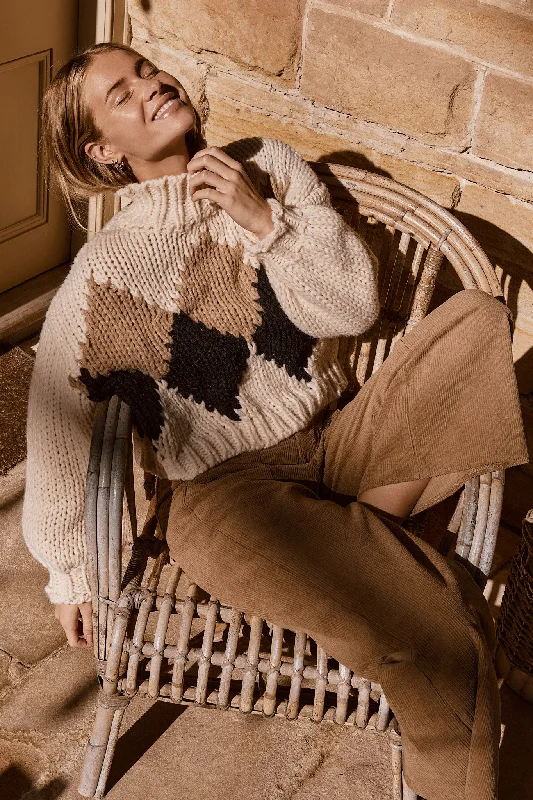 Hand Knitted Pattern Sweater Chenille Brocade Lace