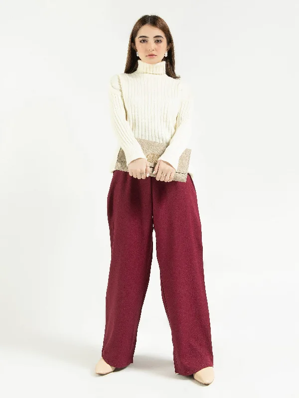 Classic High Neck Sweater Spandex Rayon Corduroy
