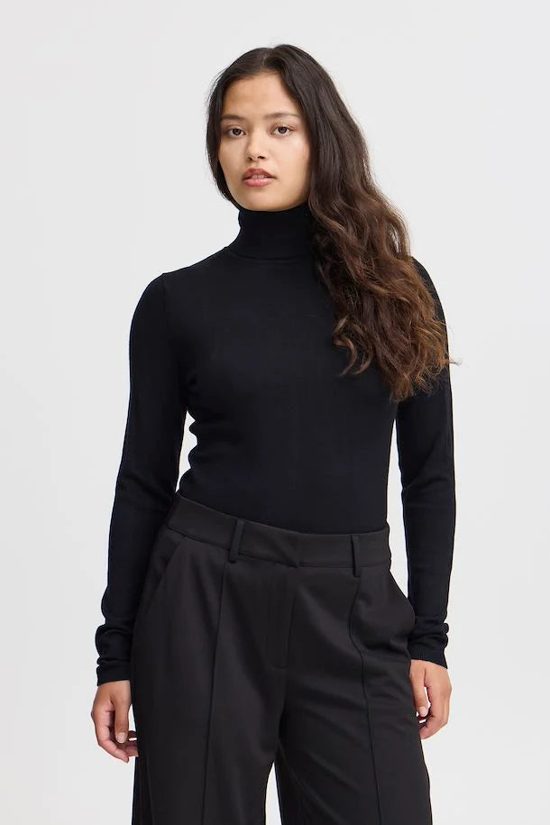 Ichi Mafa Roll Neck Sweater Transparent Opaque Sheer