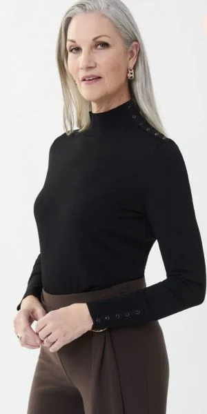 Joseph Ribkoff Black Studded Sweater Style 223954 Neon Metallic Matte