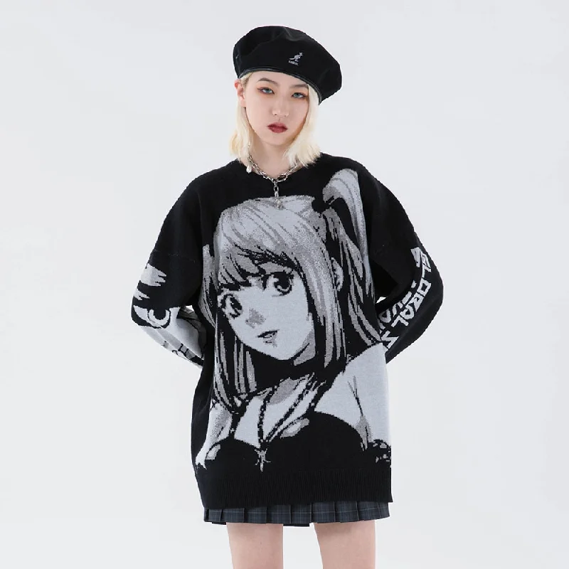 Knitted Harajuku Winter Clothes Women Oversized Sweaters y2k Grunge Long Sleeve Tops Goth Streetwear Kawaii Anime Sweater Herringbone Houndstooth Plaid