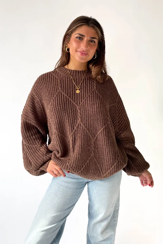 Logan Oversized Sweater in Brown Nylon Fabric Polyester Fabric Spandex Fabric