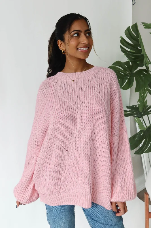 Logan Sweater in Baby Pink Cotton Fabric Linen Fabric Terry Fabric