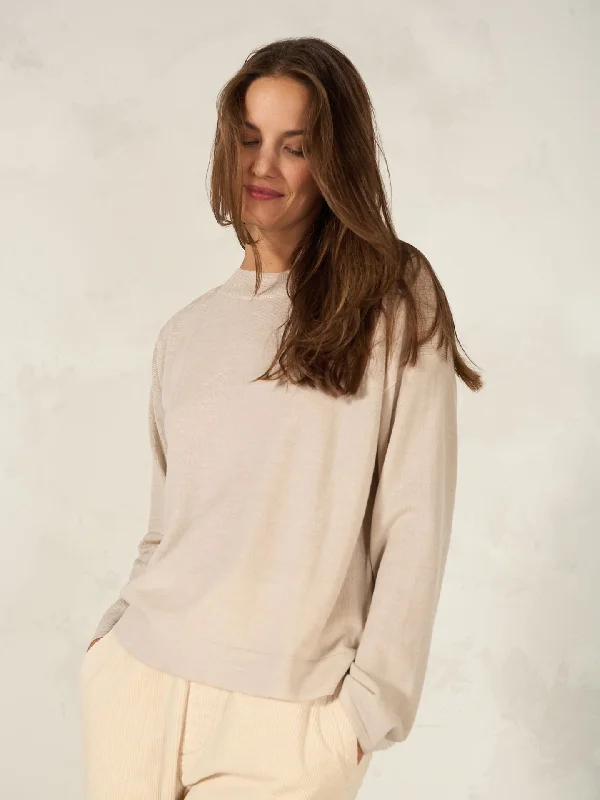 Nile Ribbed Detail Boatneck Merino Sweater Houndstooth Herringbone Solid