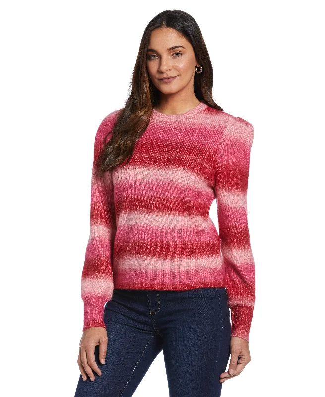Petite Ombre Stripe Puff Sleeve Sweater Herringbone Houndstooth Plaid