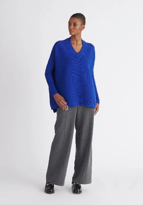 Paisie V-Neck Ribbed Jumper Plaid Sweater Polka Dot Checkered