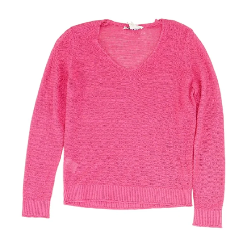 Pink Solid V-Neck Sweater Stylish Fashionable Trendy