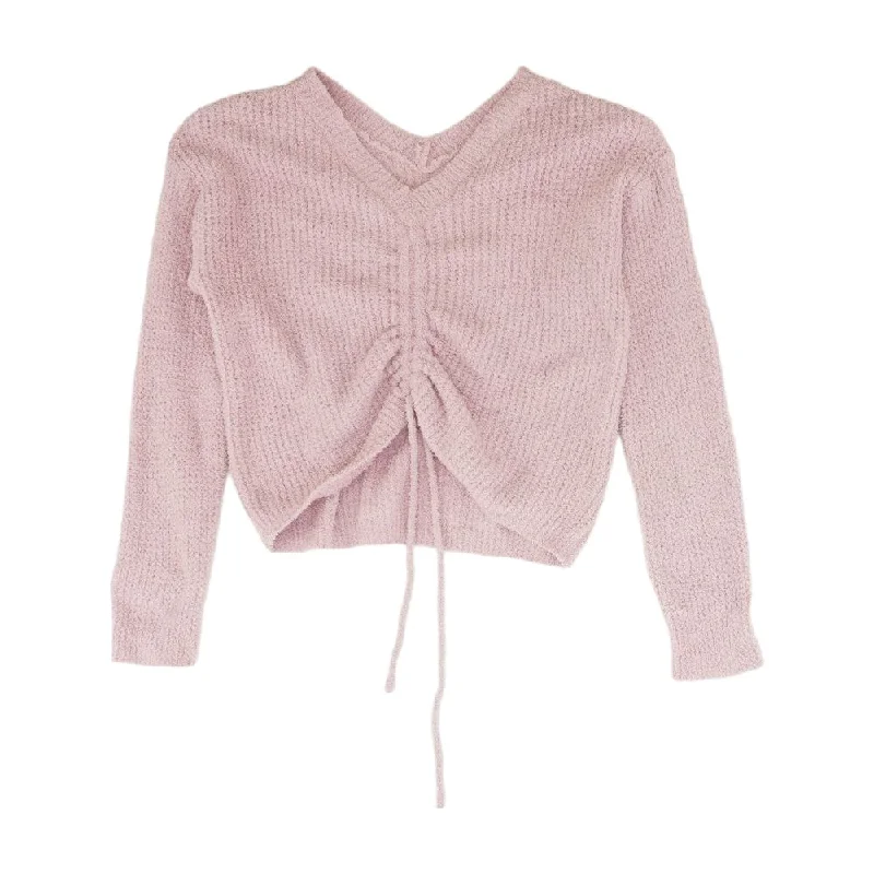Pink Solid V-Neck Sweater Polka Dot Checkered Tartan