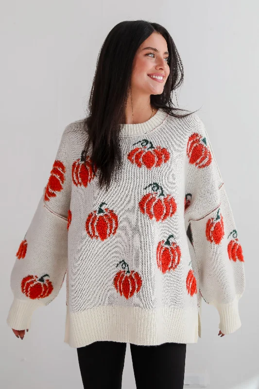 Pumpkin Patch Cream Oversized Sweater Slim Fit Regular Fit Oversized