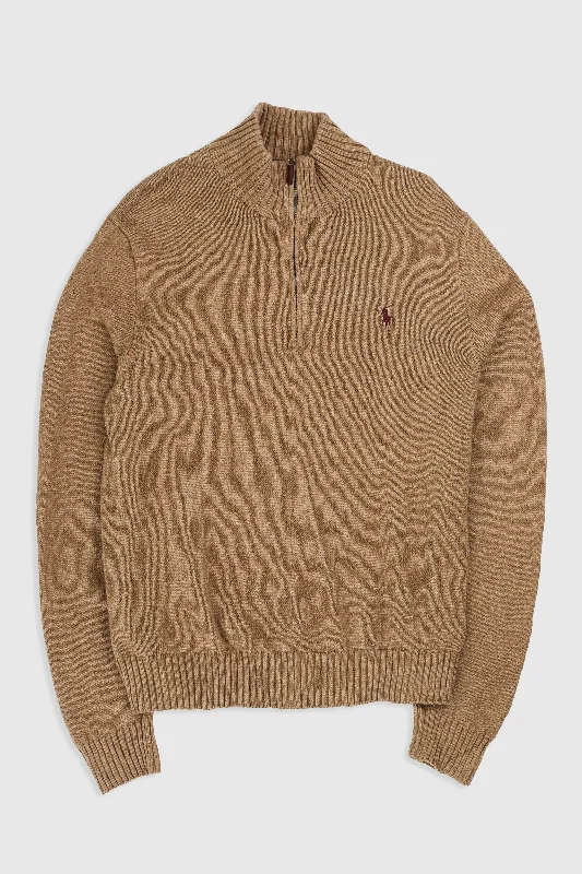 Vintage 1/4 Zip Knit Sweater Fitted Slim Tailored
