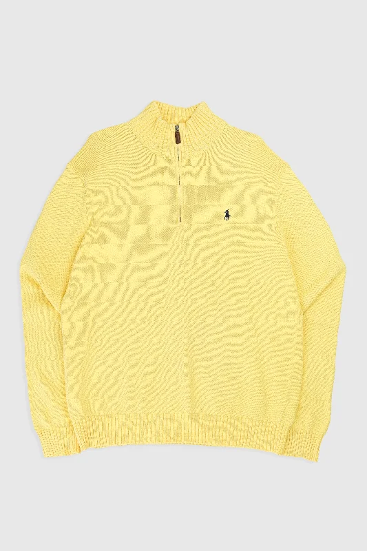 Vintage 1/4 Zip Knit Sweater Print Jacquard Patchwork