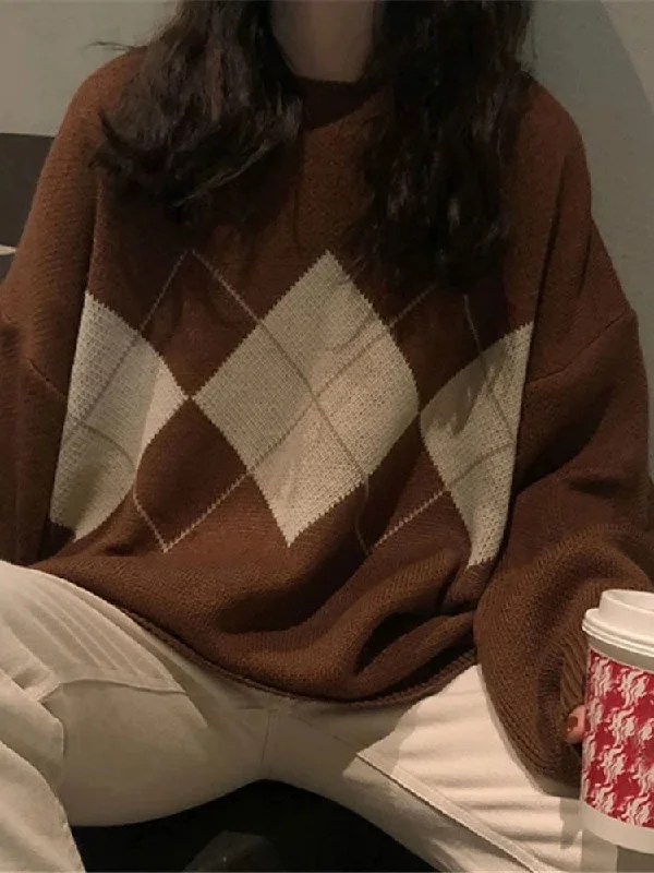 Women Knitted Sweater Oversized Pullovers Ladies Winter Loose Sweater Korean College Style Women Jumper Sueter Mujer Terry Blend Velvet Blend Canvas Blend