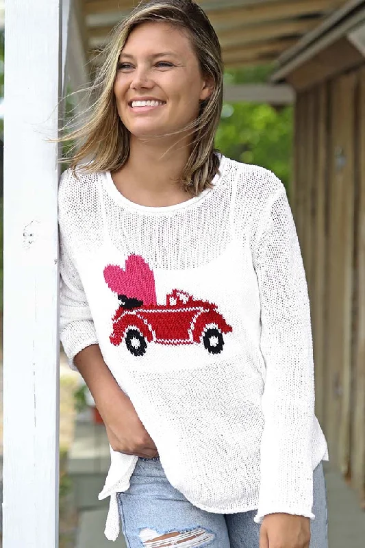 Wooden Ships Love Bug Crew Cotton Sweater Breaker White Zippered Front Buttoned Front Snap Front