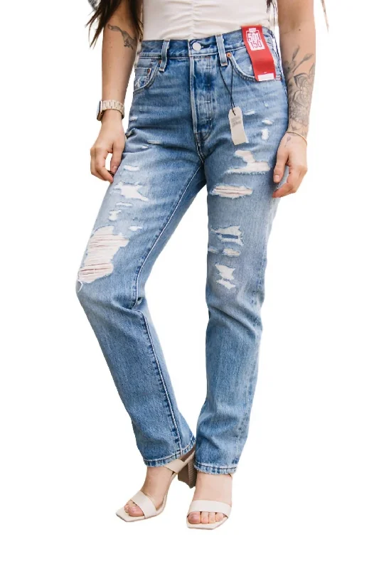 501 Original Anniversary Edition Jeans In Light Indigo Stylish Shredded Denim Jeans