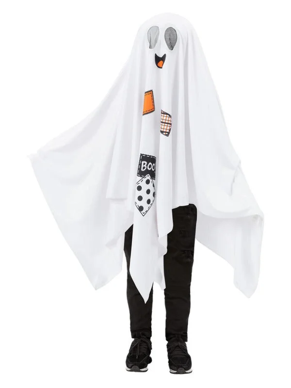 Boo Ghost Costume Kids Hooded Poncho with Internal Headband Hoodie with Reflective Safety Nightwear Boo Ghost Costume Kids Hooded Poncho with Internal Headband Hoodie with Reflective Safety Nightwear