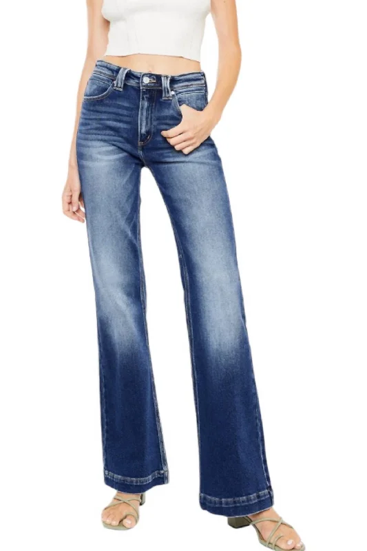 Alana Wide Bootcut Jean In Denim Blue Comfortable Full-Length Denim Jeans