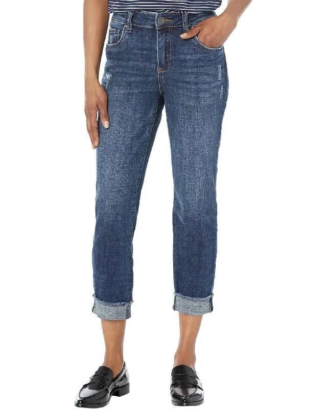 Amy Crop Straight Leg Jeans In Bubbly Comfortable Low-Rise Jeans