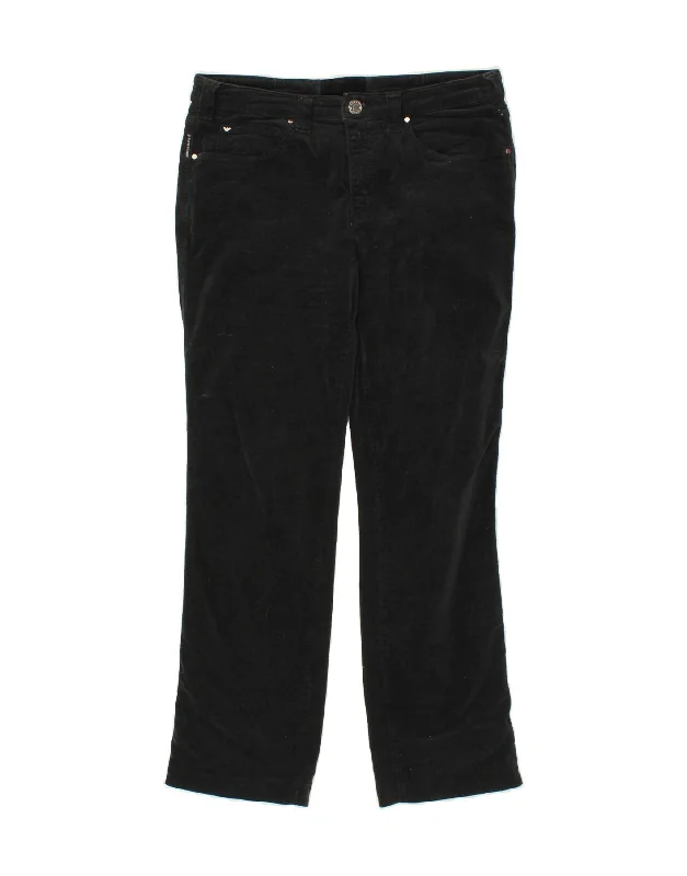 ARMANI JEANS Womens Straight Casual Trousers W31 L28 Black Cotton Cozy Wide-Legged Jeans