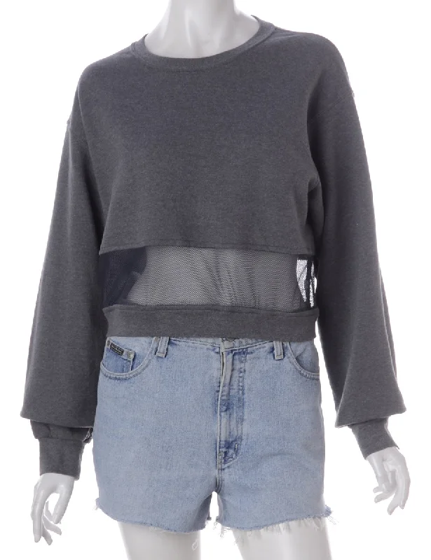 Label Alicia Sports Mesh Cropped Hoodie Hoodie with High-Low Hem Asymmetrical Trendy