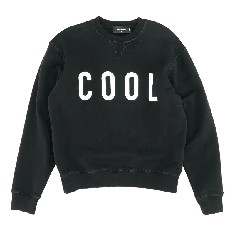 Black Solid Cool Print Sweatshirt Hoodie with Zipper Versatile Modern