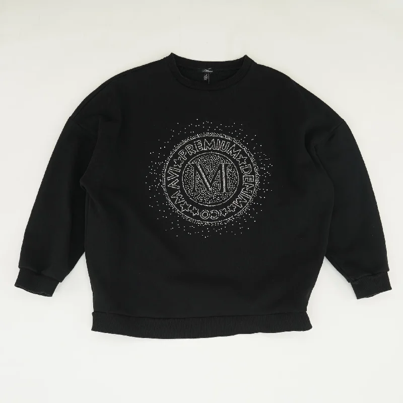 Black Solid Sweatshirt Hoodie with Camouflage Military Edgy
